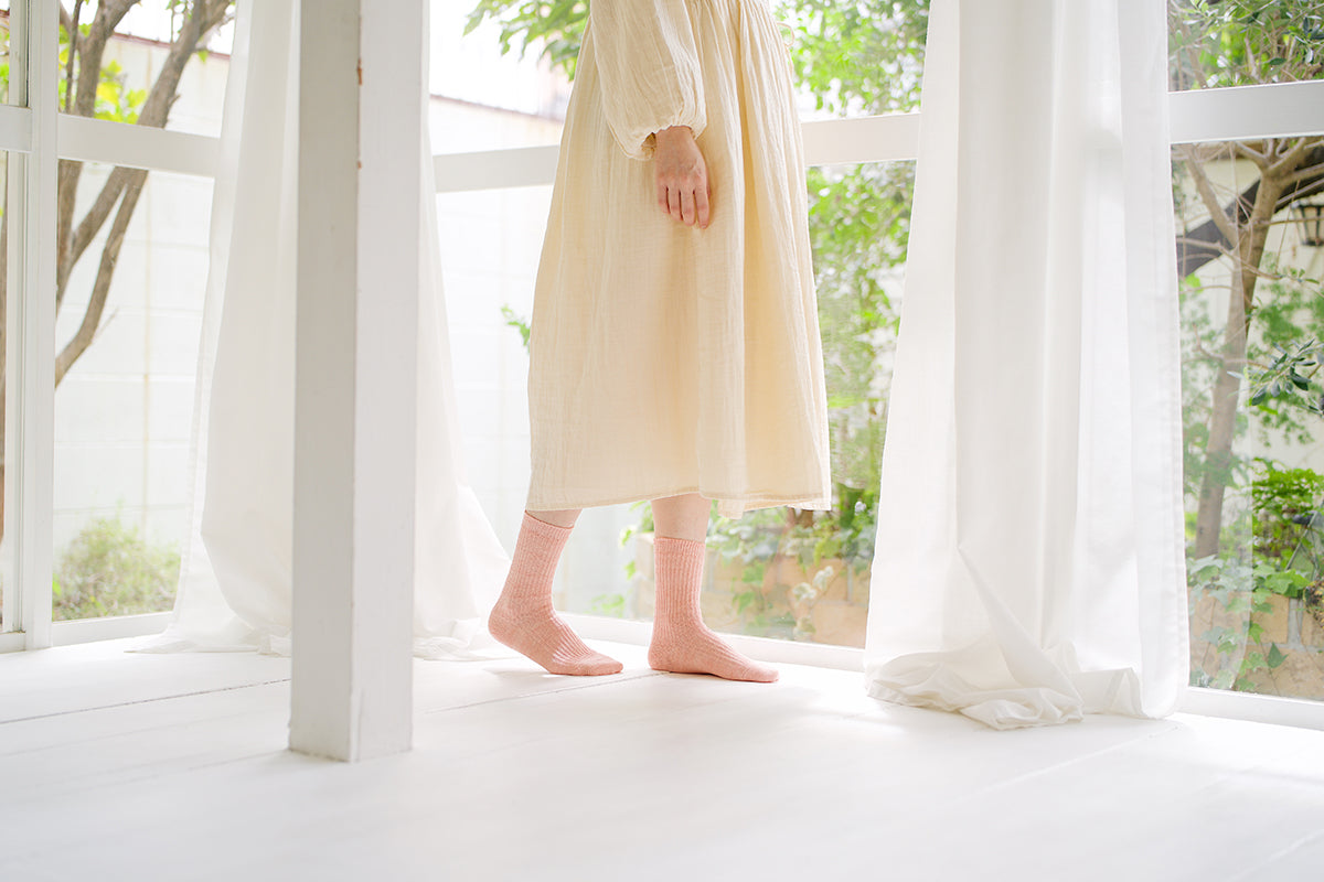 リネンリブソックス｜memeri｜NISHIGUCHI KUTSUSHITA（ニシグチ