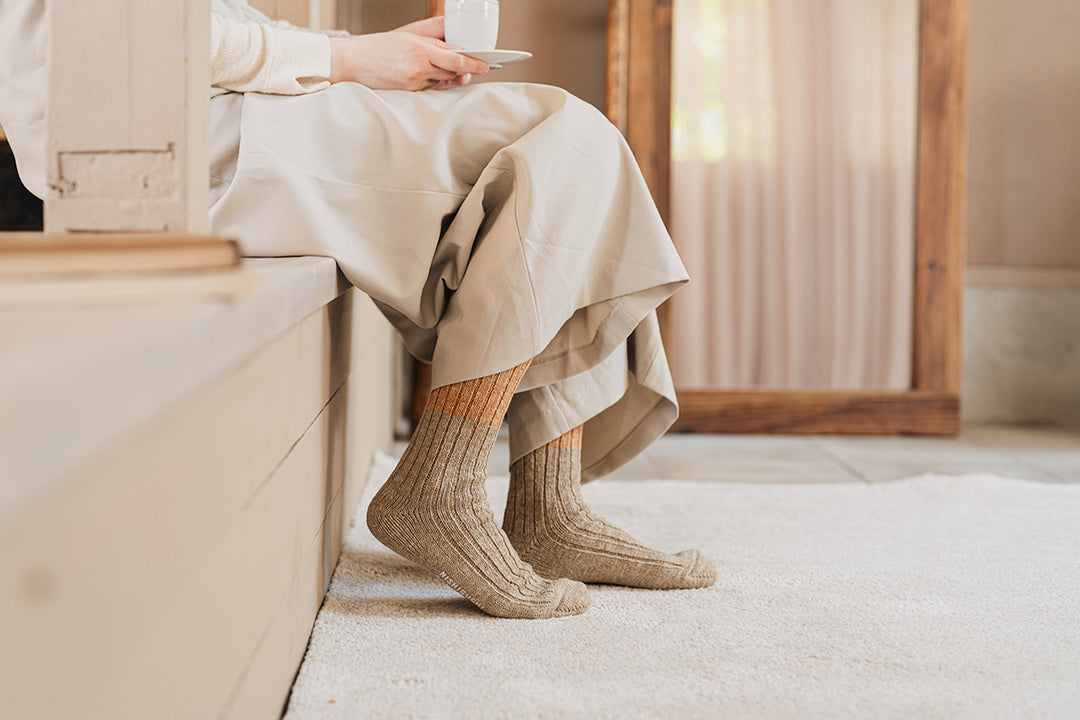 WOOL COTTON SLAB SOCKS / NK0103