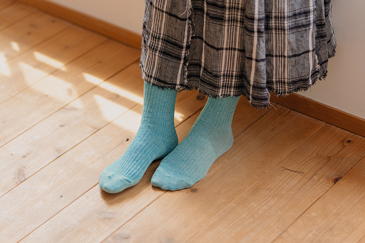 リネンリブソックス｜memeri｜NISHIGUCHI KUTSUSHITA（ニシグチ