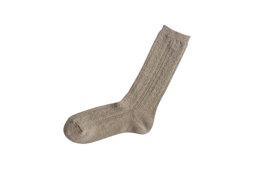 ALPACA WOOL CABLE SOCKS / NK0110