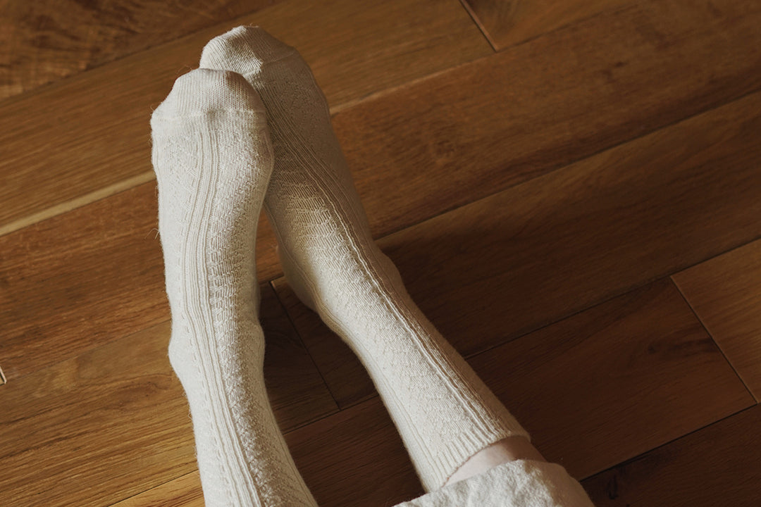 ALPACA WOOL CABLE SOCKS / NK0110