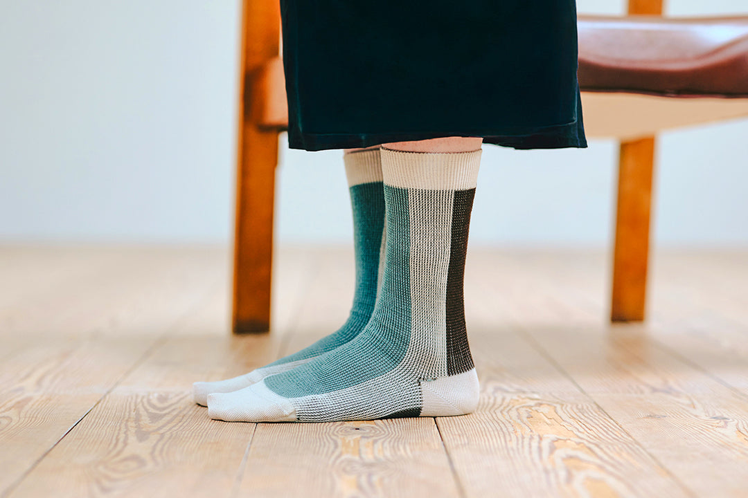GIZA COTTON WIDE-STRIPE SOCKS NK1001