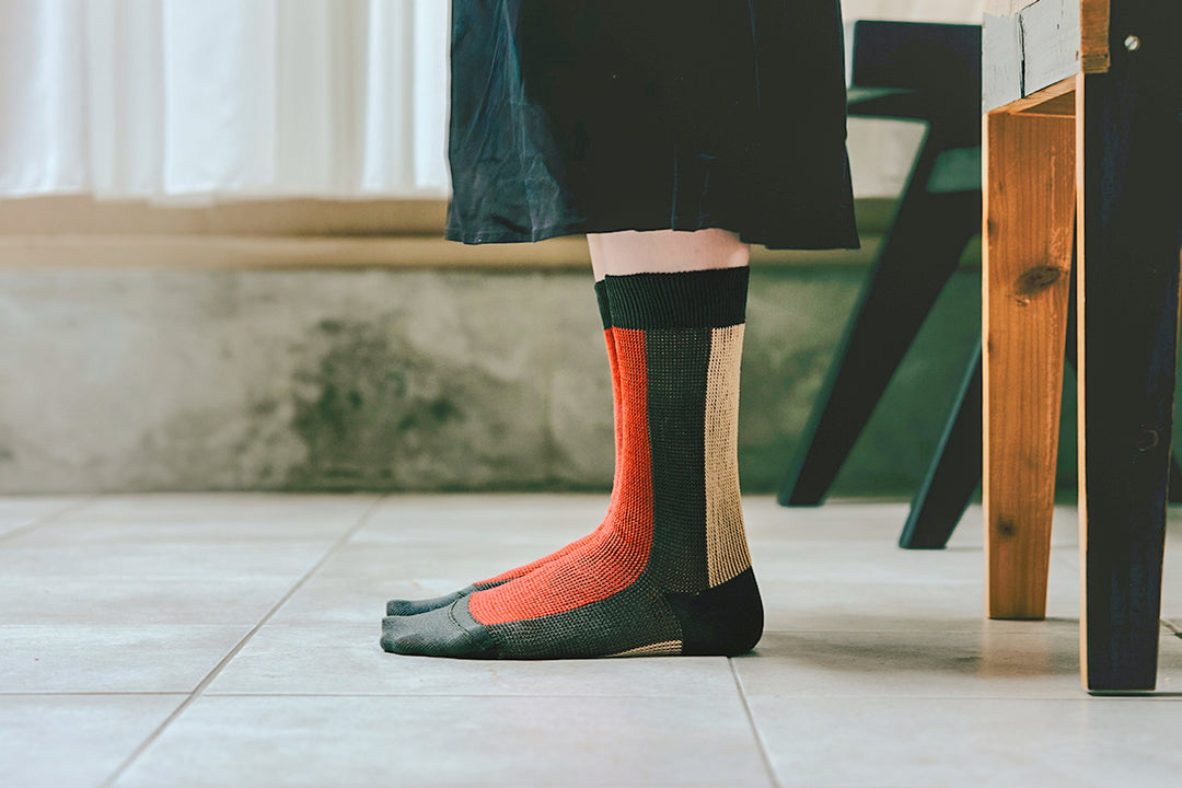 GIZA COTTON WIDE-STRIPE SOCKS NK1001