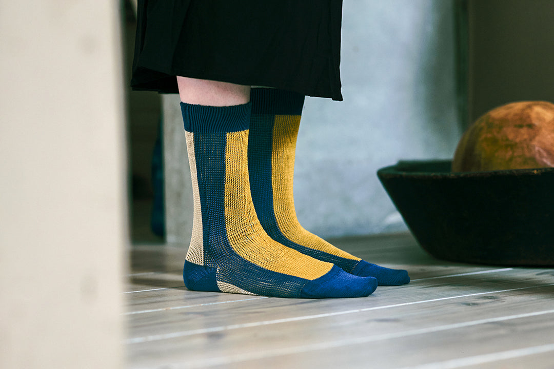 GIZA COTTON WIDE-STRIPE SOCKS NK1001