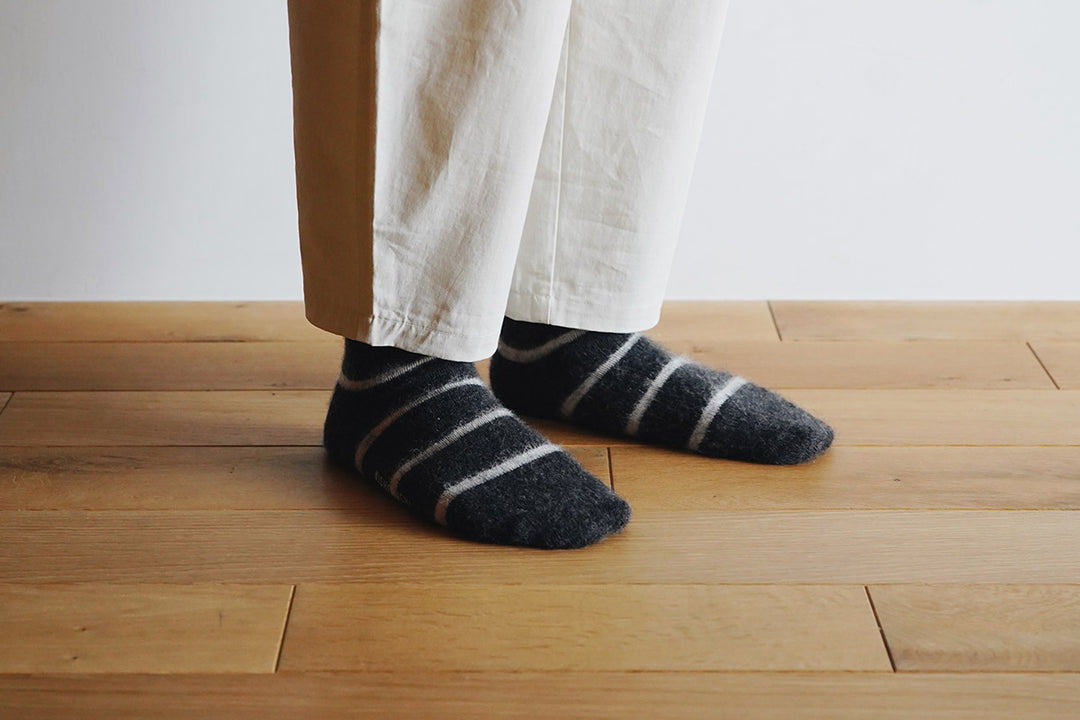 MOHAIR WOOL BORDER SOCKS M