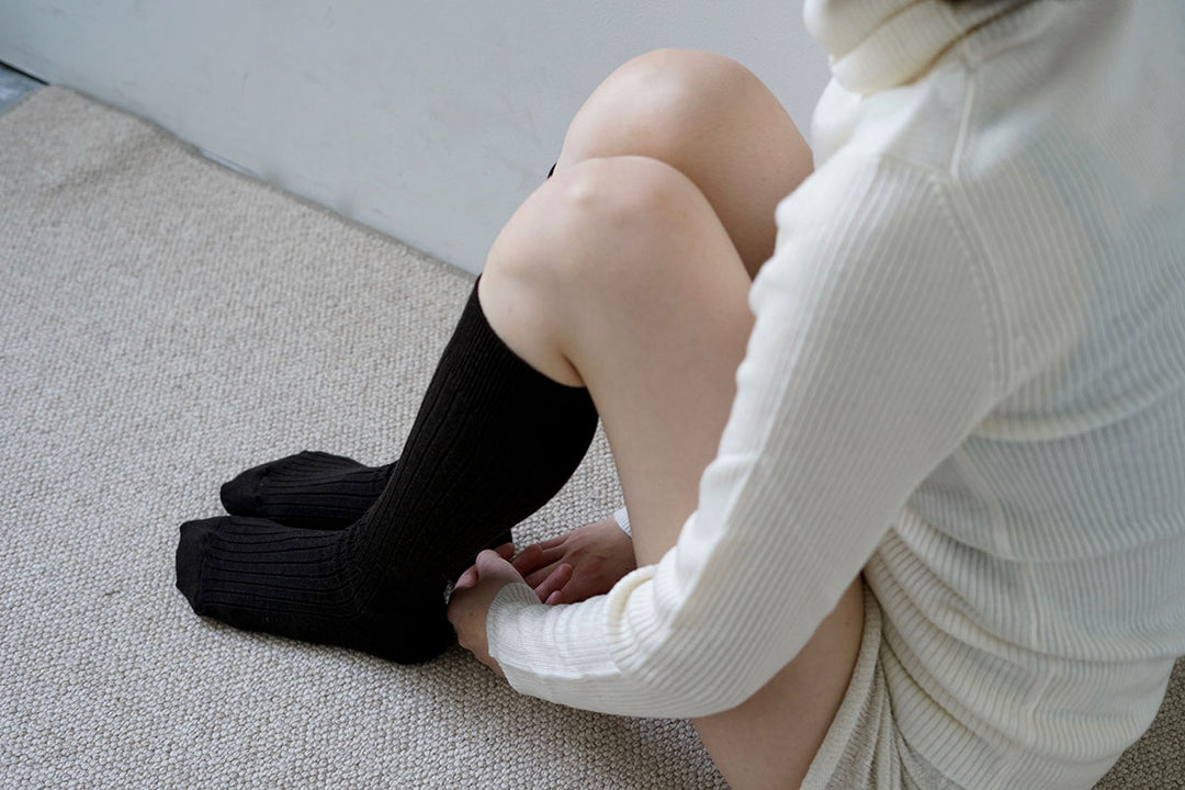 Merino Wool Ribbed High Socks